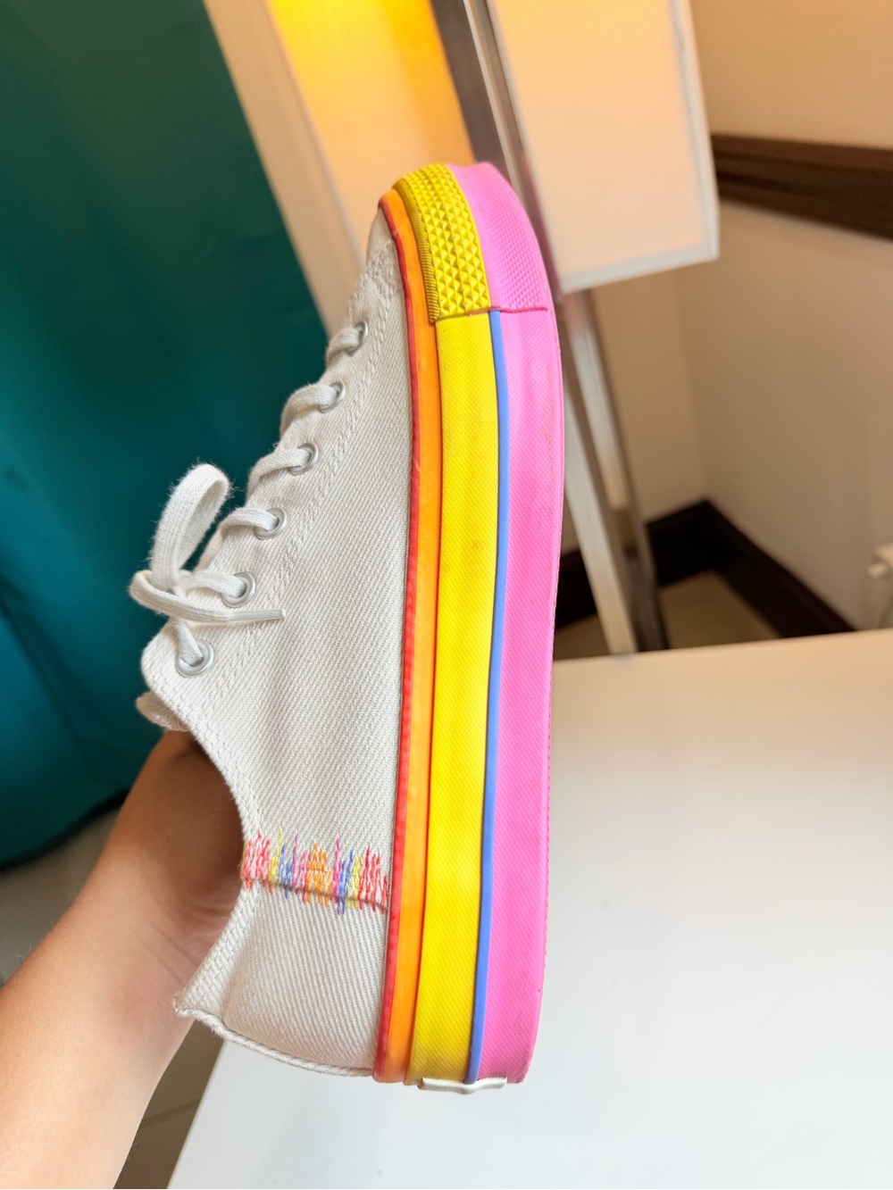 Converse Lift Ox Rainbow Platform 564992C Women SZ 10.5 Excellent - Picture 8 of 11